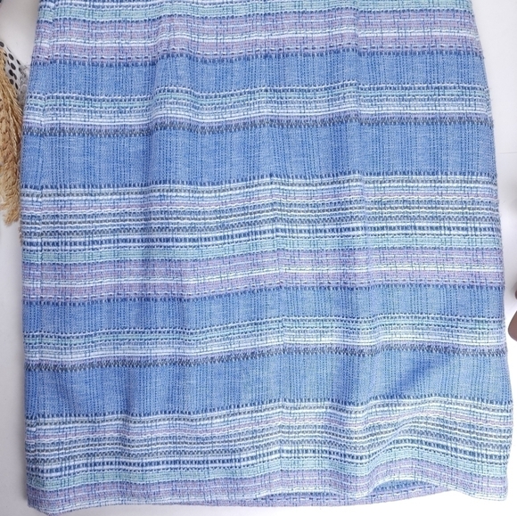 Talbots Blue Striped Tweed Shift Dress Sz 8 - Picture 14 of 15